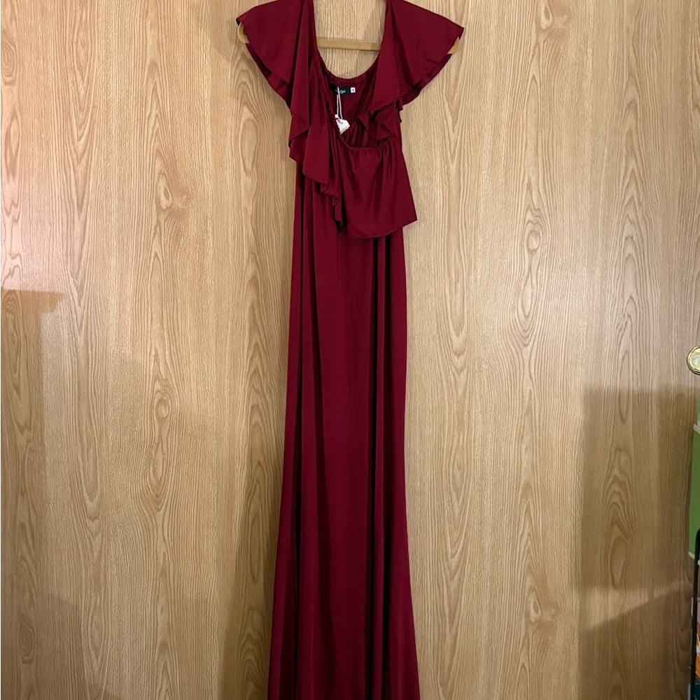 NWT Molli Burgundy Ruffle Maxi Dress
